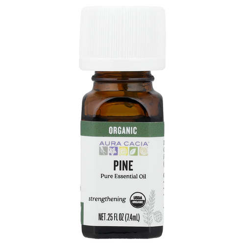 Aura Cacia, чистое эфирное масло, органическое сосновое масло, 7,4 мл (0,25 жидк. унции)