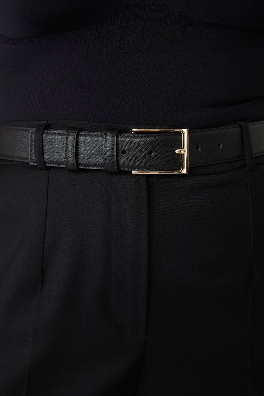 Классический ремень из кожи saffiano, 35 мм; черный