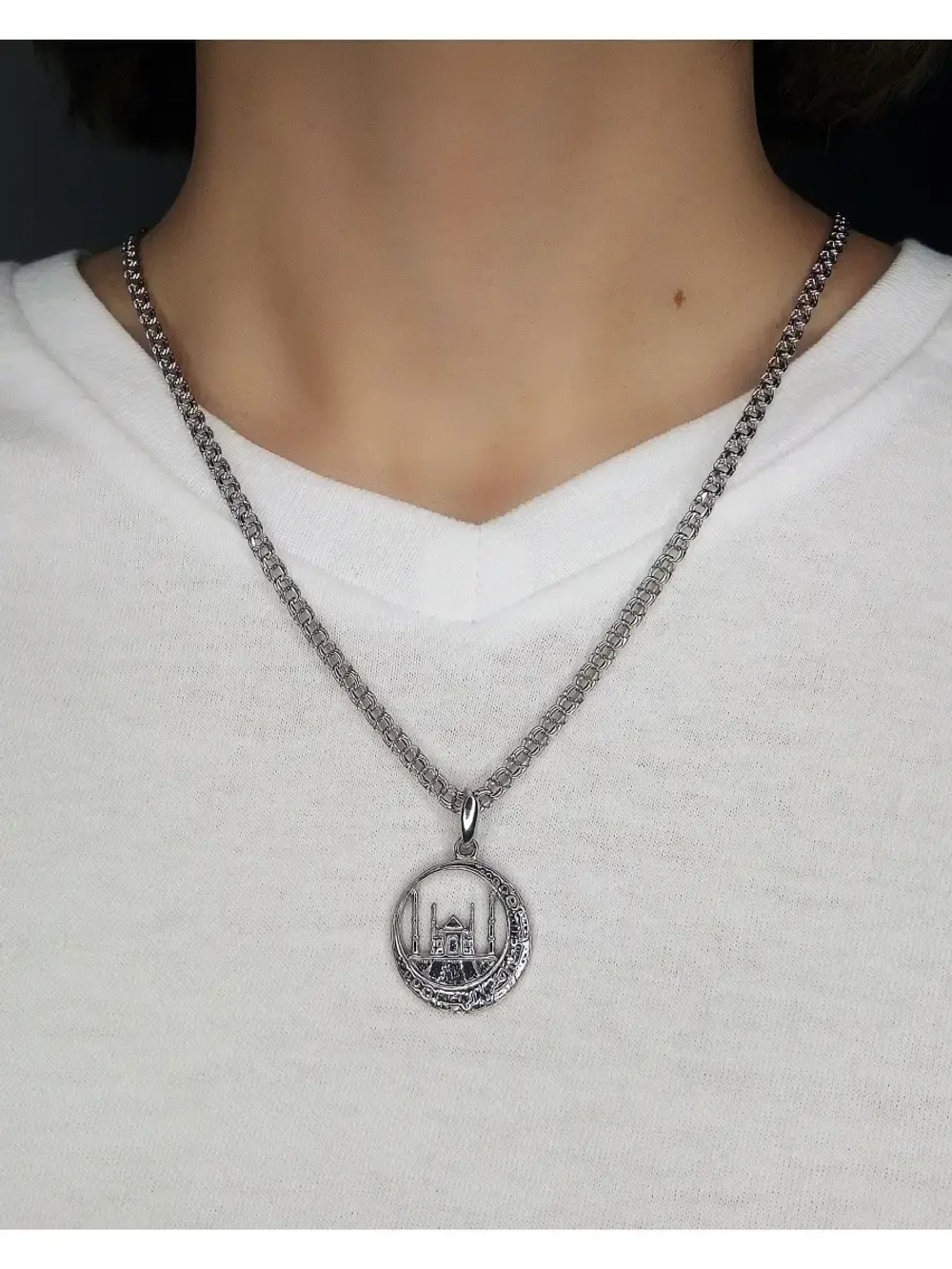 Подвеска мусульманская серебряная родированная