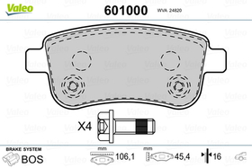 VALEO - 601000-VAL - Brake Pad Set, disc brake
