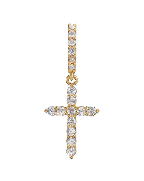 Серьги- крест с цирконами, золото