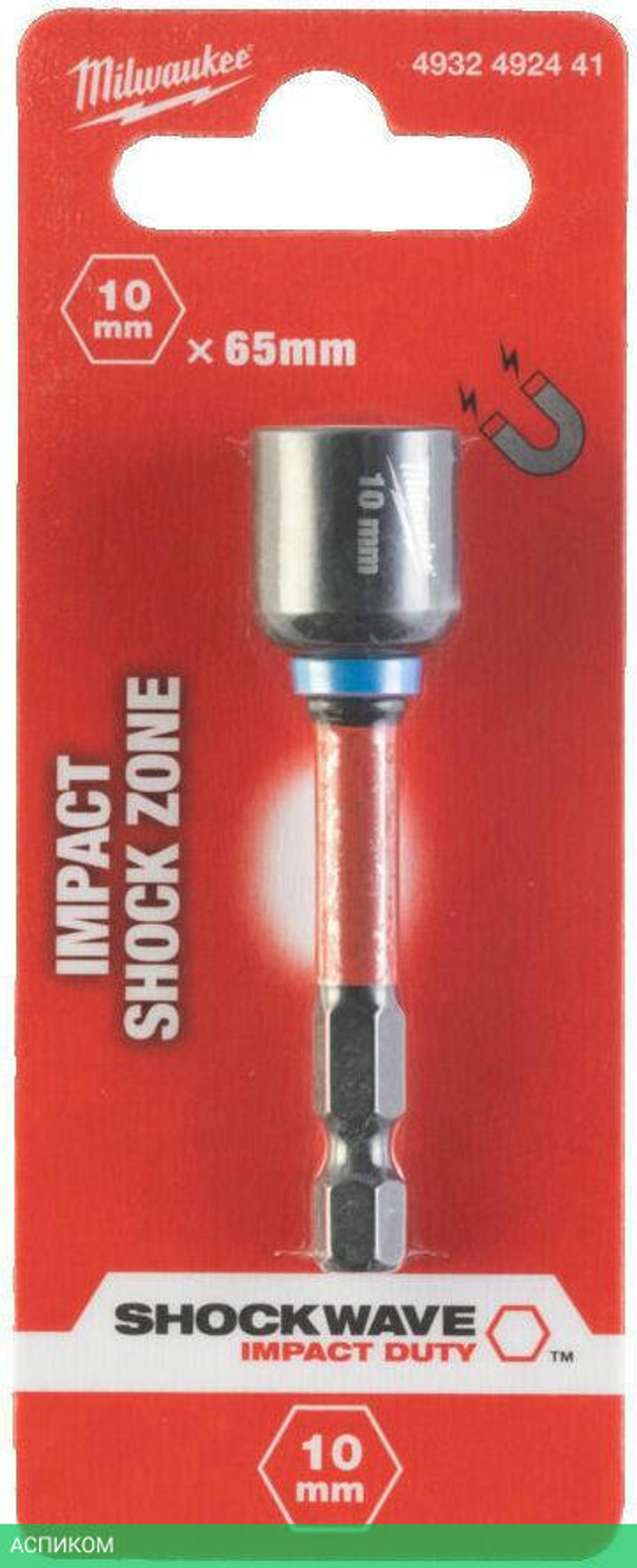 Насадка торцевая Milwaukee Shockwave 1/4" Hex-10ммx65мм (4932492441)
