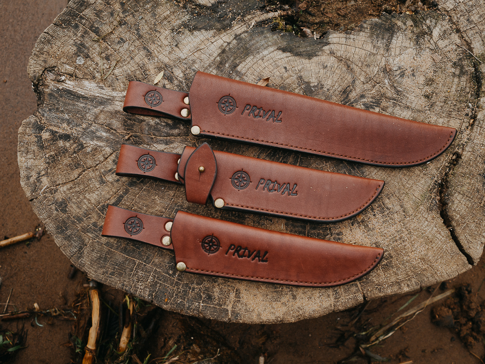 Ножны-чехол для ножа кожаный без гарды Prival Н1 Premium,  для клинка  до 190х45мм