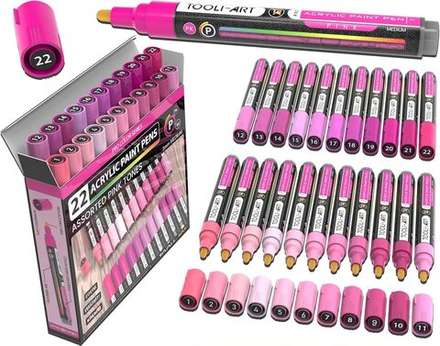 TOOLI-ART акриловые маркеры фломастеры, 22 шт. Pink