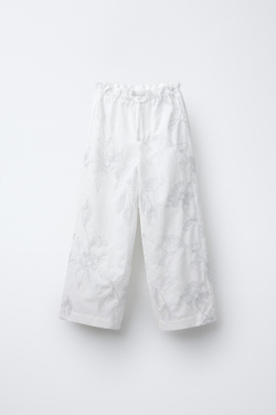 ZARA БРЮКИ С ВЫШИВКОЙ, БЕЛЫЙ