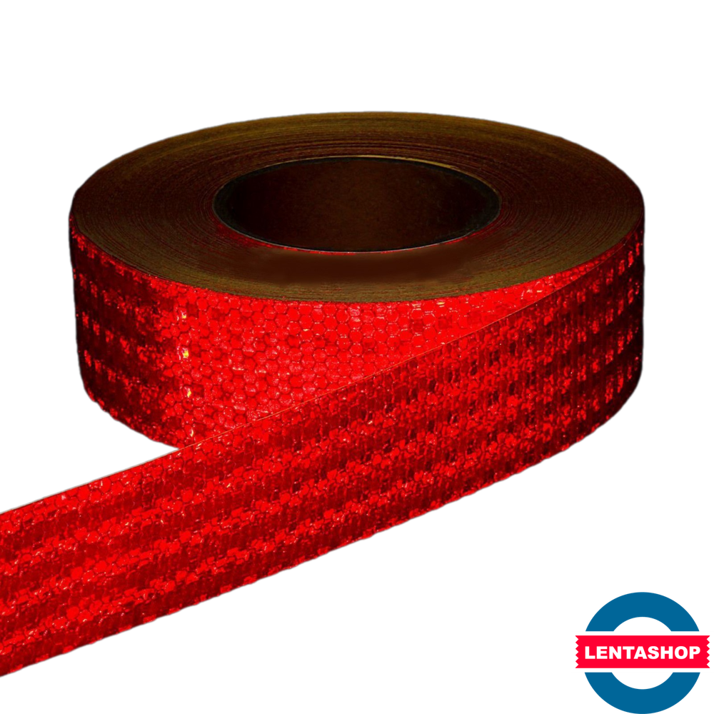 Красная светоотражающая лента 50 мм х 25 метров