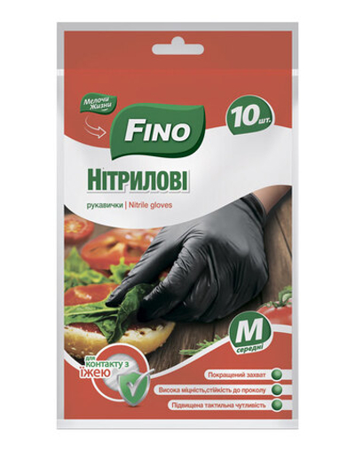 Перчатки нитриловые Fino Чёрные M (10 шт)