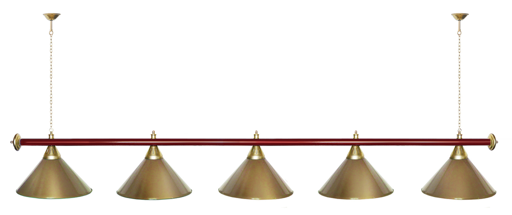 Лампа STARTBILLIARDS 5 пл. (плафоны зеленые,штанга золотая,фурнитура золото)