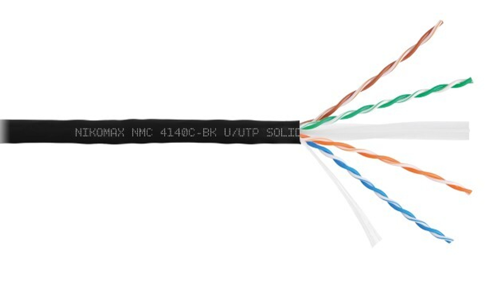 Кабель витая пара U/UTP 6 кат. 4 пары NikoMax NMC 4140C-BK