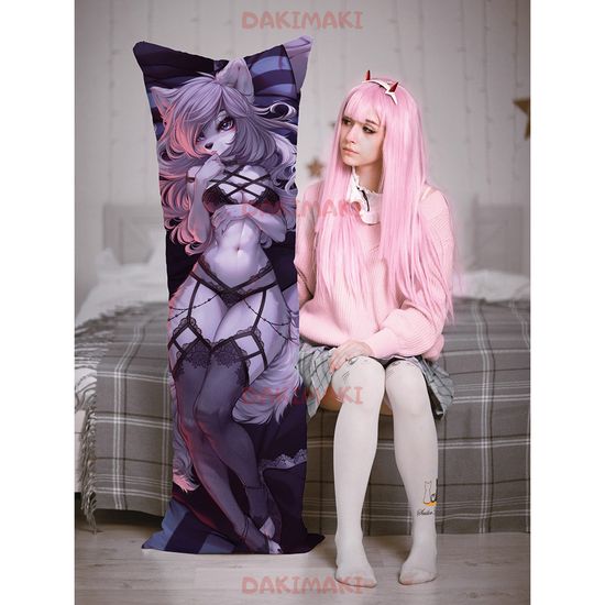 Дакимакура Серебристая волчица Фурри арт. 1152