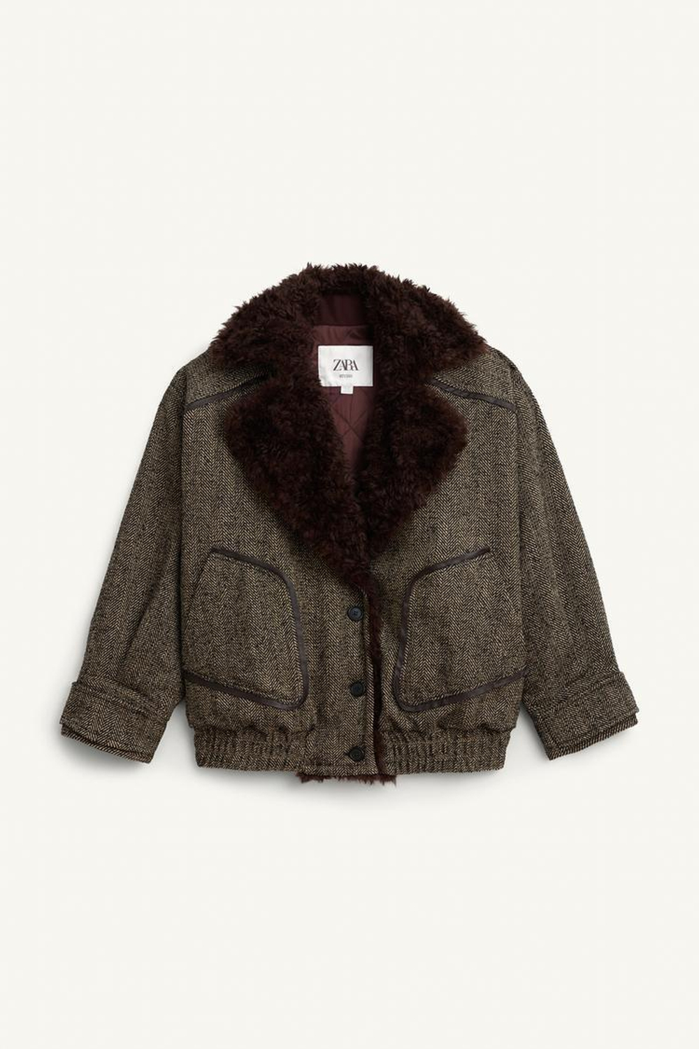 ZARA КУРТКА-БОМБЕР ИЗ СМЕСОВОЙ ШЕРСТИ, ЧЕРНЫЙ