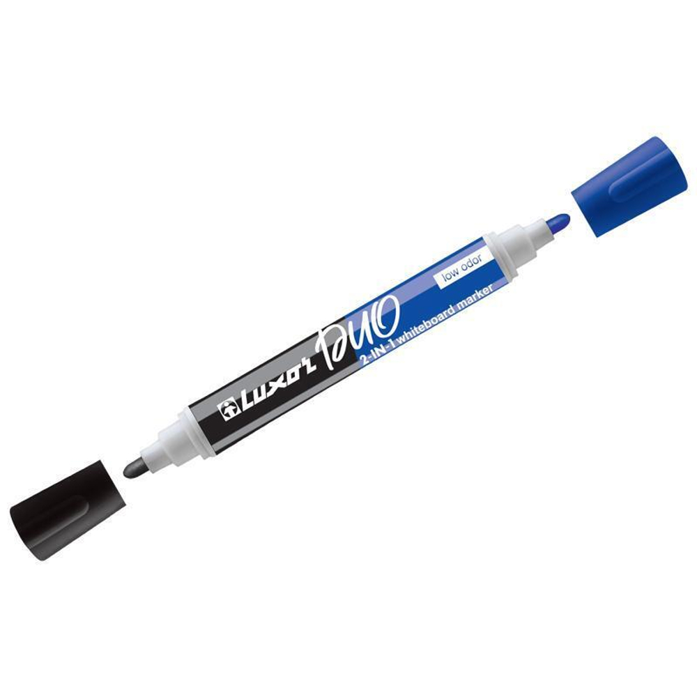 Маркер для белых досок двухсторонний черный/синий "Duorite" (Luxor)