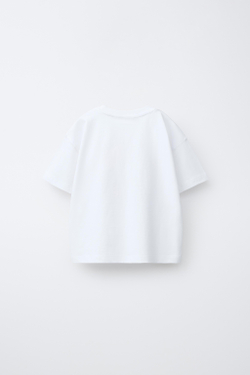 ZARA ФУТБОЛКА С АНИМАЛИСТИЧЕСКИМ ПРИНТОМ, БЕЛЫЙ