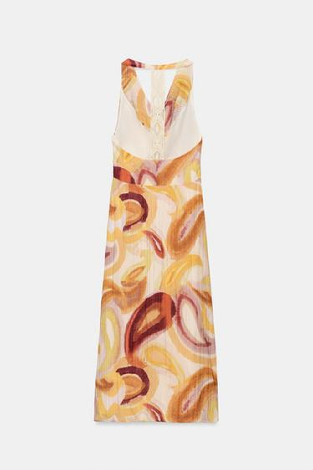 ZARA ПЛАТЬЕ МИДИ С ПРИНТОМ И КОМБИНИРОВАННОЙ СПИНОЙ, РАЗНОЦВЕТНЫЙ