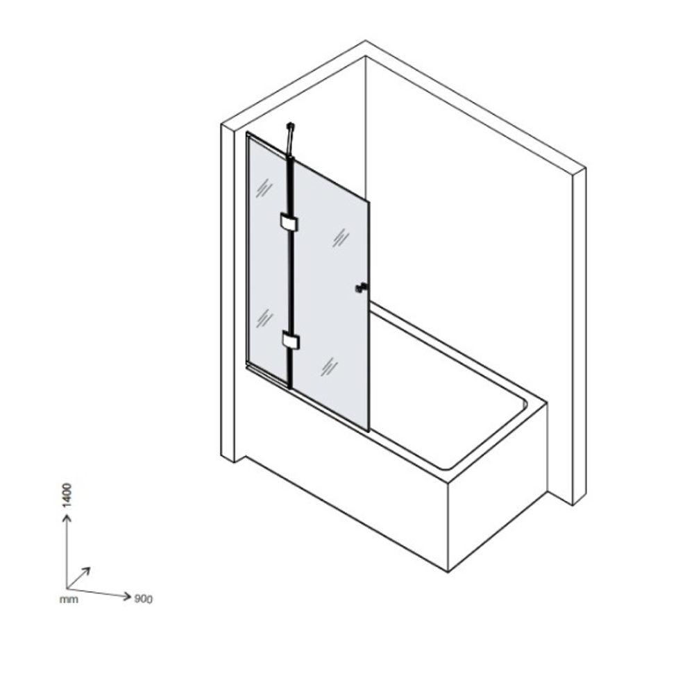 Шторка на ванну стеклянная D&K Matrix DG1109025 с фиксированной и подвижной частью, черный