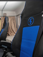 Чехлы Shacman X3000 рестайлинг 3D (экокожа, черный цвет, синяя экокожа посередине, кант)