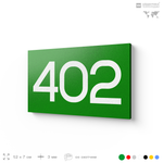 Номер на дверь 402, табличка на дверь для офиса, квартиры, кабинета, аудитории, склада, зеленая 120х70 мм, Айдентика Технолоджи