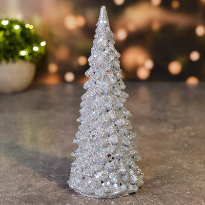 Сувенир новогодний с подсветкой "Волшебная красавица" 17см, серебро, работает от батареек LR44*3