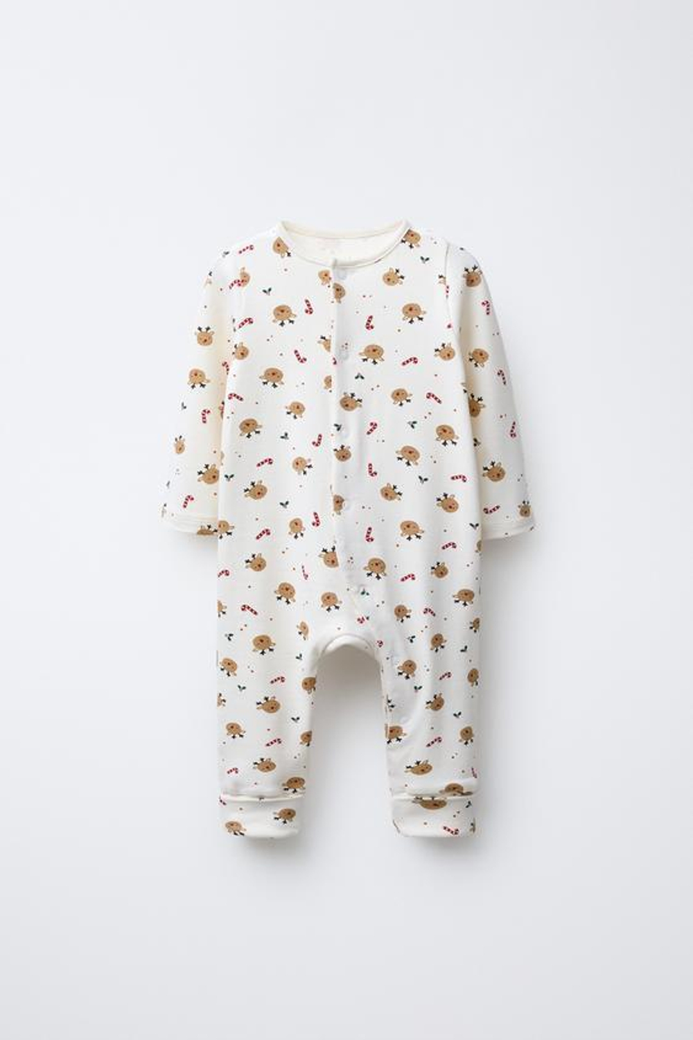 ZARA КОМБИНЕЗОН С ОЛЕНЯМИ И РЕГУЛИРУЕМЫМИ ШТАНИНАМИ, ЭКРЮ