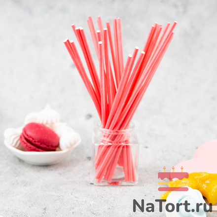 Палочки бумажные для Cake pops (красные, 15 см, 100 шт)