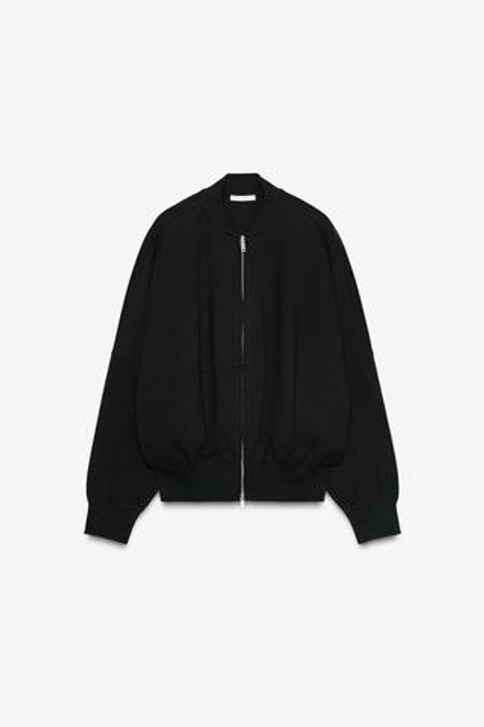 ZARA БОМБЕР INTERLOCK, ЧЕРНЫЙ