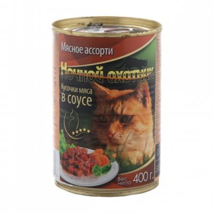 Мясное ассорти в соусе Ночной охотник консервы для кошек 415 гр