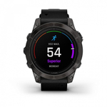 Смарт-часы Garmin Epix Pro (Gen 2) Sapphire Edition 47 мм, титановый, угольно-серый DLC, черный кожаный ремешок , 010-02803-30. Товар уцененный