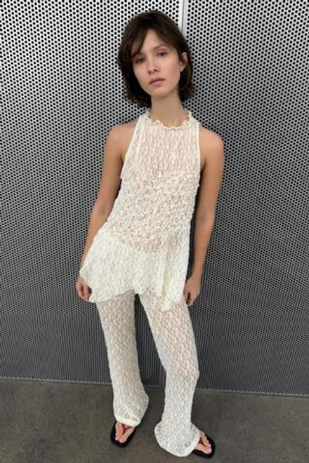 ZARA КРУЖЕВНЫЕ БРЮКИ, ЭКРЮ