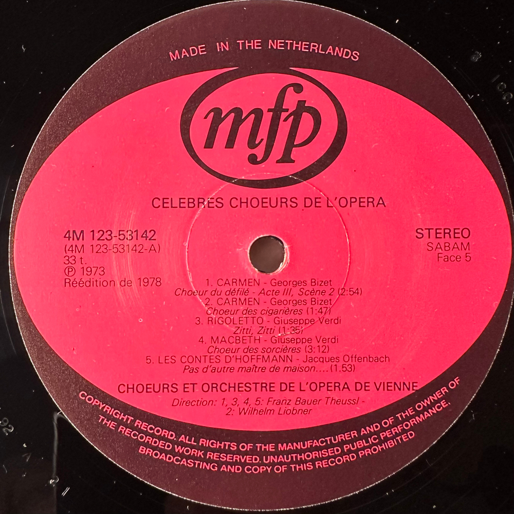 Оркестр Венской Государственной Оперы – Известные Оперные Хоры 3LP (Голландия 1978г.)