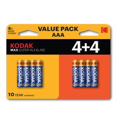 Батарейки Kodak LR03 4+4BL MAX SUPER Alkaline AAA | Батарейки Щелочные (Алкалиновые)