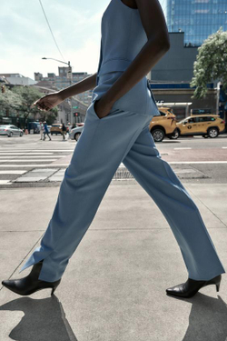 ZARA БРЮКИ FLARE С БОКОВЫМИ РАЗРЕЗАМИ, СИНИЙ