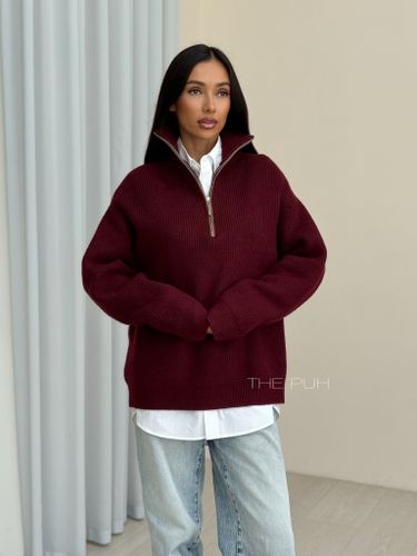 Бордовый свитер на молнии