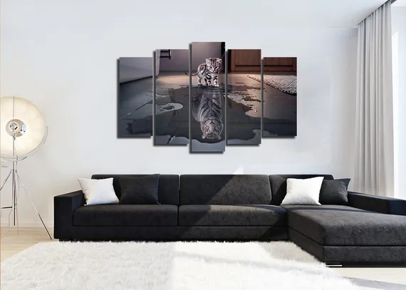 Модульная картина "Кот в отражении"