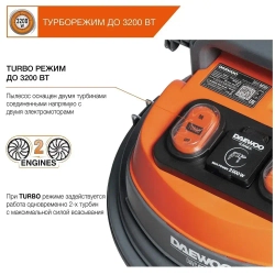 Пылесос промышленный DAEWOO 3,2кВт, 60 л