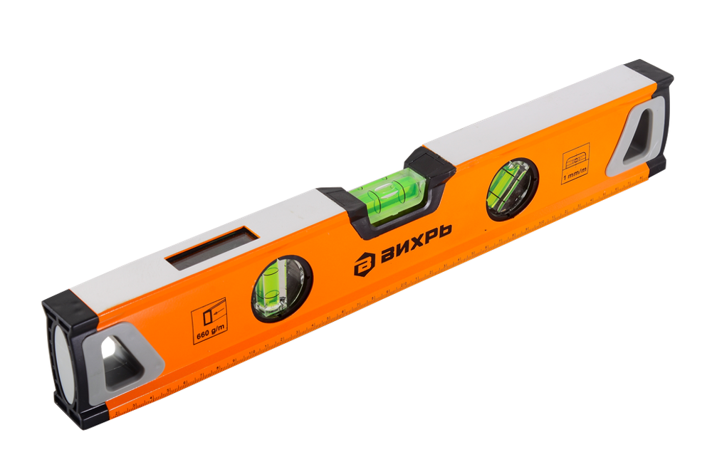 Уровень алюминиевый «Усиленный» 400мм 3 глазка фрезерованный Вихрь