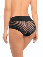 Высокие трусики-слипы с полупрозрачной задней частью в полоску (Размер: XXL) (Цвет: молочный)