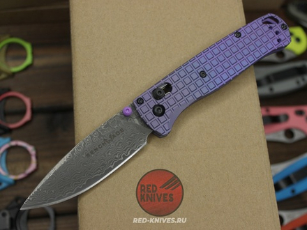 Нож Benchmade 535 Bugout Frag Titanium Damascus A+++ - фиолетовый титан, клинок дамаск