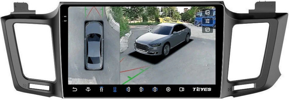 Магнитола для Toyota RAV4 XA40 2012-2019 - Teyes CC3-2K-360 на Android 10, 2K QLED, 6Гб+128Гб, CarPlay, 4G SIM-слот, 4 камеры в комплекте