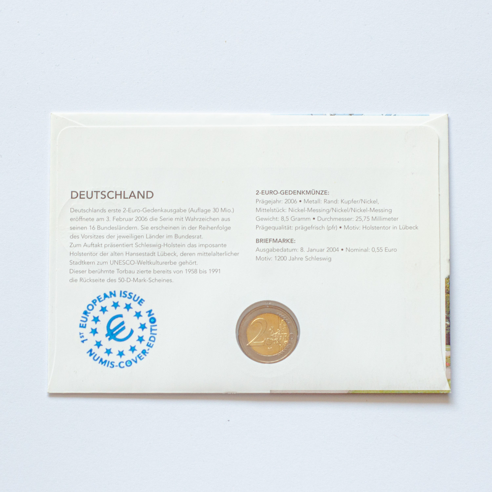 Germany 2 Euro 2006: Holsten Gate in Lübeck - 1st Coin of the Bundesländer Series