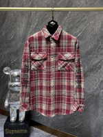 Красная рубашка в белую клетку Chrome Hearts