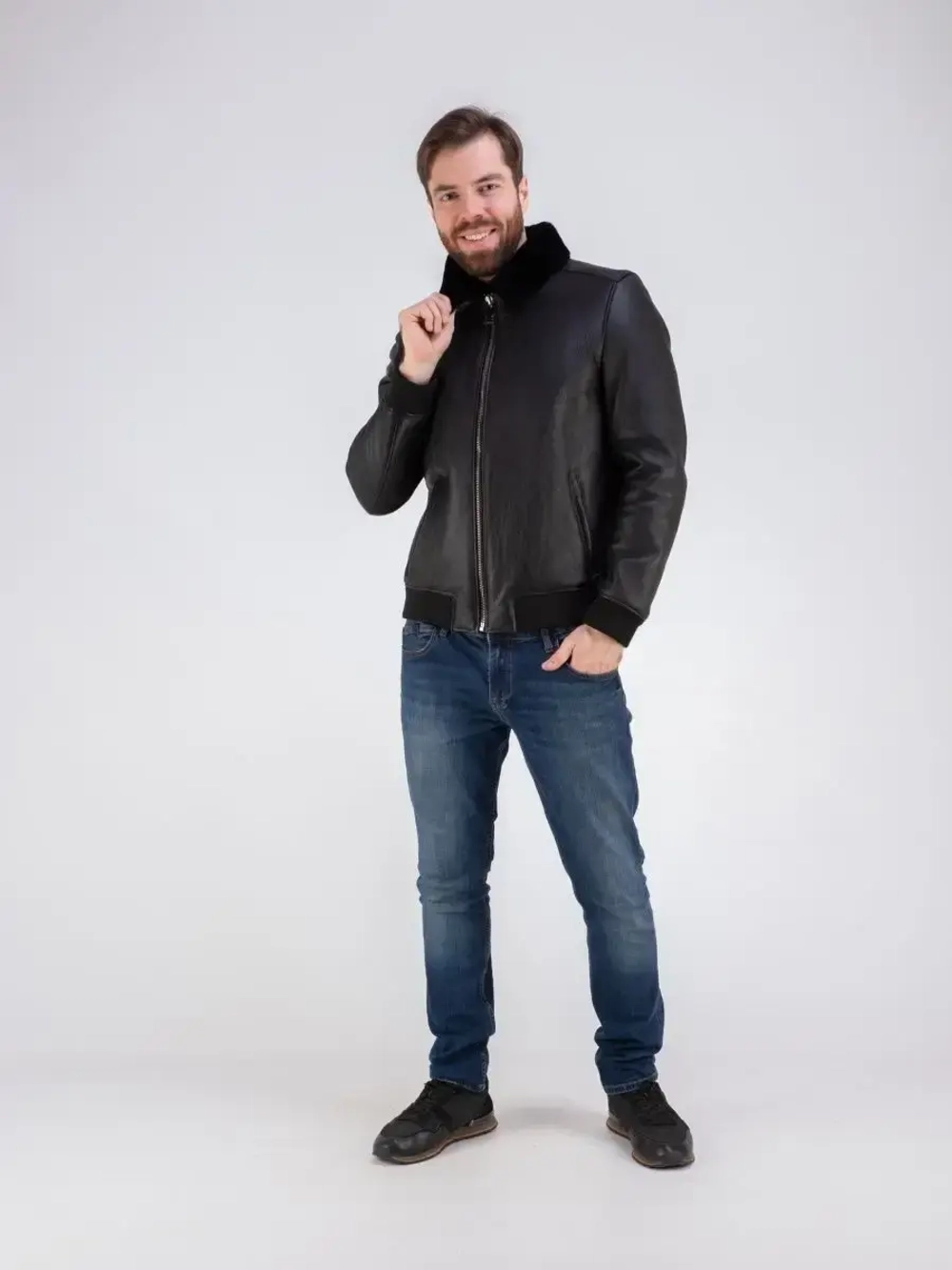 Дубленка мужская натуральная зимняя овчина бомбер Турция