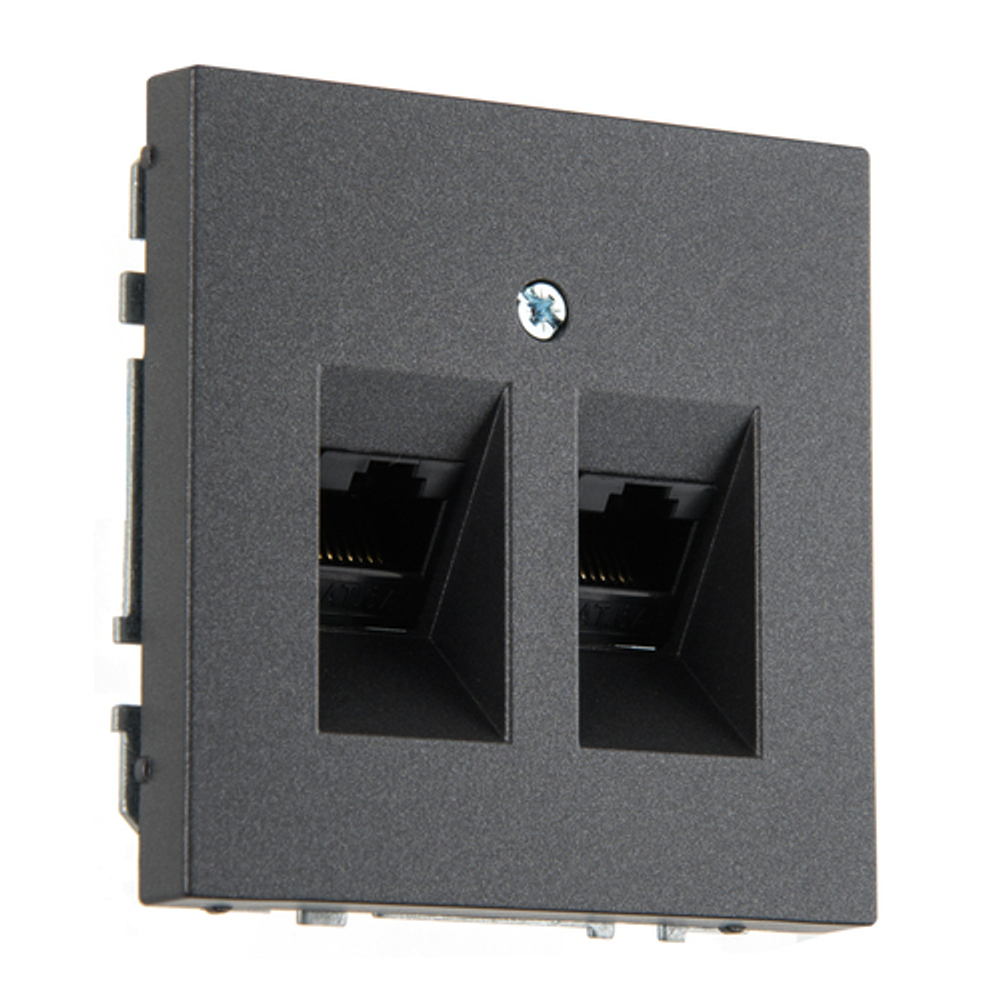 Розетка компьютерная RJ45 двойная LIREGUS MODERN IKL-002-01.M/BM антрацит матовый