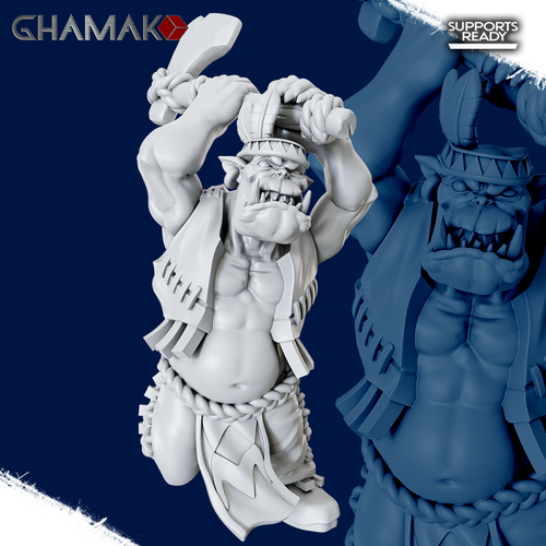 Orks Greenskins Орк-абориген №9 с чоппой миниатюра для dnd, днд, pathfinder, фентези, Настольная игра, НРИ, Варгейм, РПГ