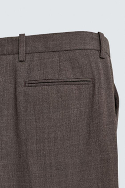 ZARA БРЮКИ ИЗ ШЕРСТИ С ЗАЩИПАМИ, СЕРО-КОРИЧНЕВЫЙ