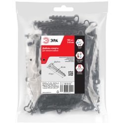 Дюбель хомут ЭРА NO-224-554 для плоского кабеля 5-8 мм чёрный (100 штук) | Дюбель-хомуты