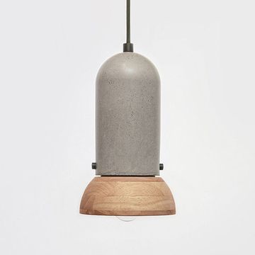 Подвесной светильник из цемента с деревянным абажуром B