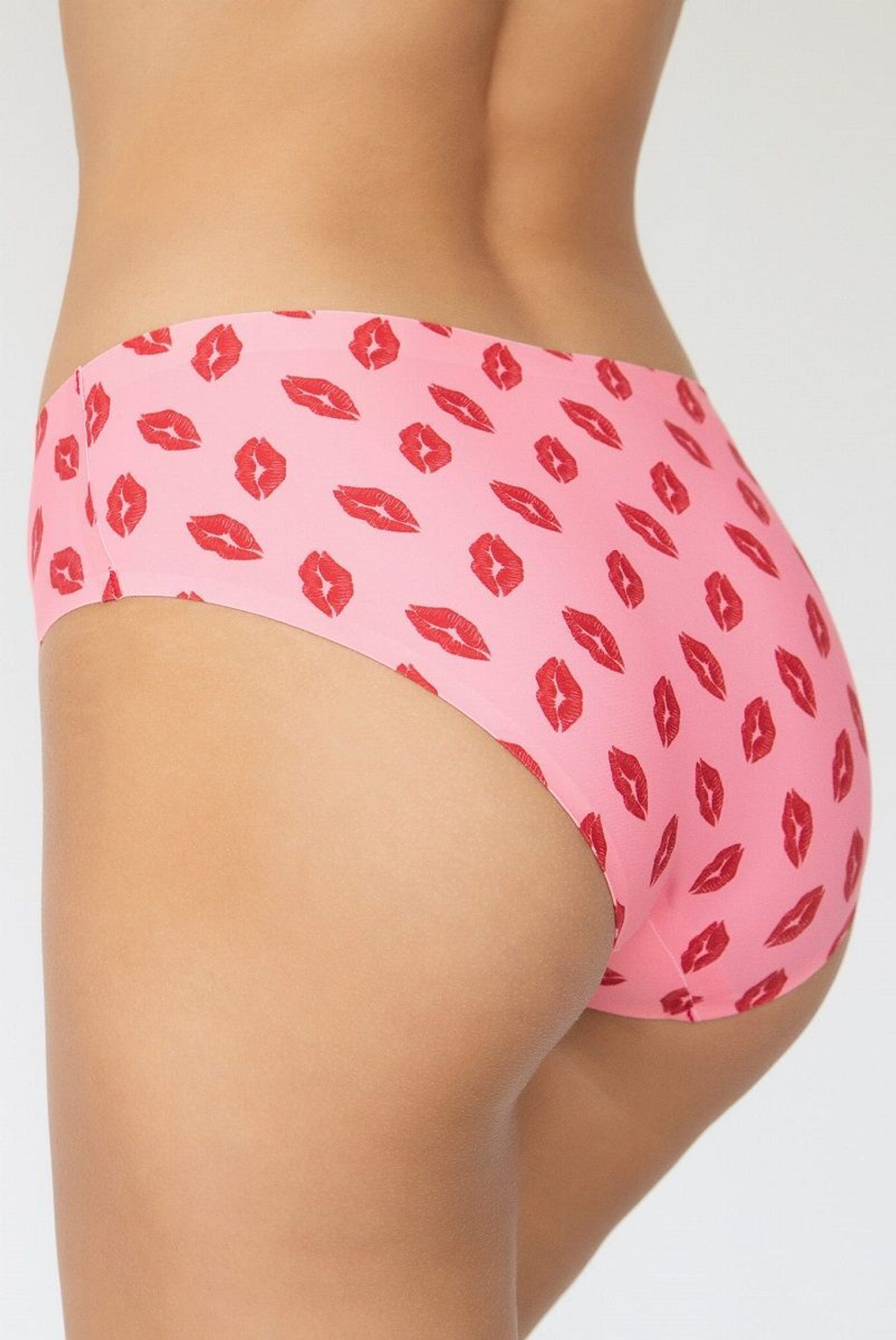 Оригинальные трусики с принтом в виде губ (Размер: S) (Цвет: розовый)