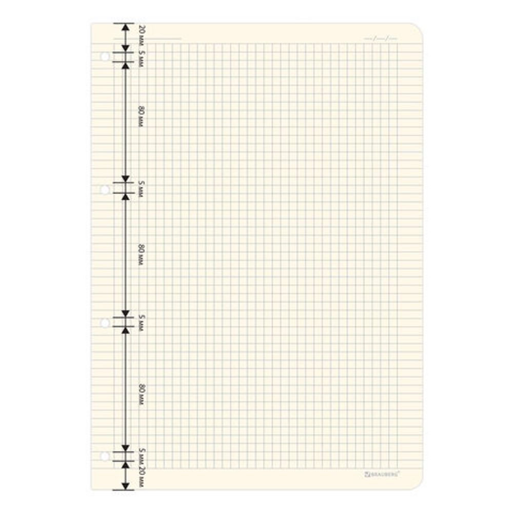 Сменный блок к тетради на кольцах БОЛЬШОЙ ФОРМАТ А4 120 л., BRAUBERG, ПОВЫШЕННОЙ ПЛОТНОСТИ, кремовый, 404517