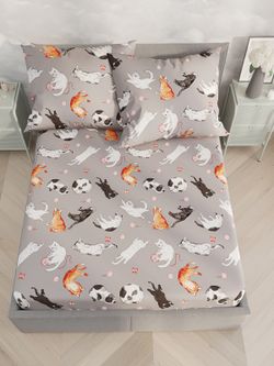 Постельное белье сатин Milky Garden "Kitties" евро Наволочка 70х70 см 2 шт Простынь 240x215 см Пододеяльник 200x215 см