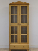 Шкаф витрина, 77х32х186, Бритта, буфет, стеклянный, сервант, деревянный, 2 двери, бейц, Dipriz